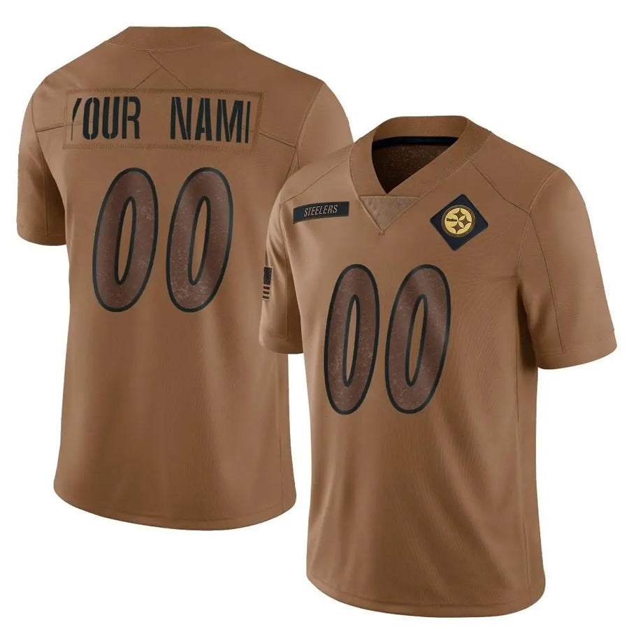Cooneas Custom P.Steelers Brown Salute To Service Limited Stitched Jerseys