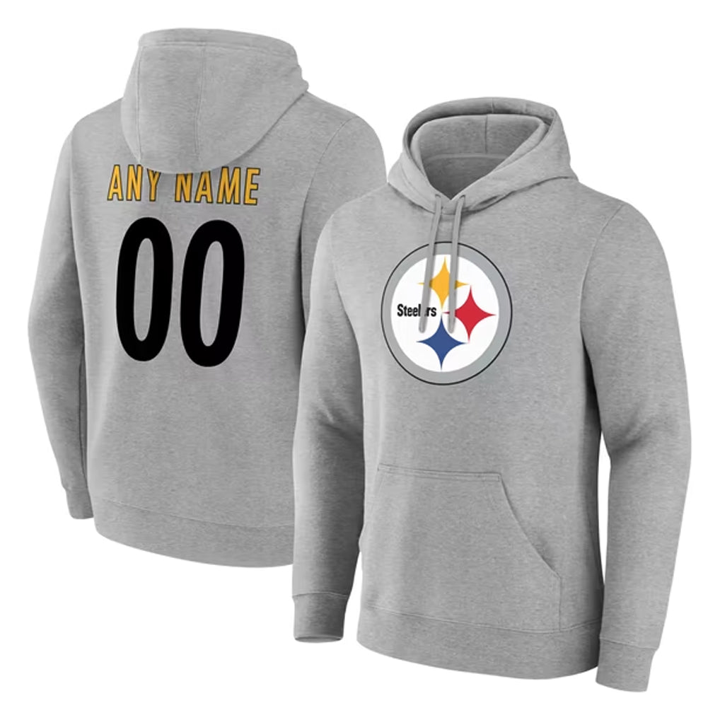Cooneas Custom P.Steelers Gray LOGO Pullover Hoodies Limited Any Name & Numbers Stitched Jerseys