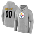 Cooneas Custom P.Steelers Gray LOGO Pullover Hoodies Limited Any Name & Numbers Stitched Jerseys