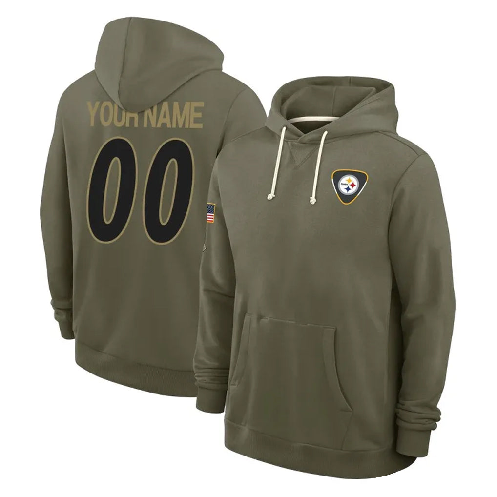 Cooneas Custom P.Steelers Olive Salute to Service Pullover Hoodies Limited Any Name & Numbers Stitched Jerseys
