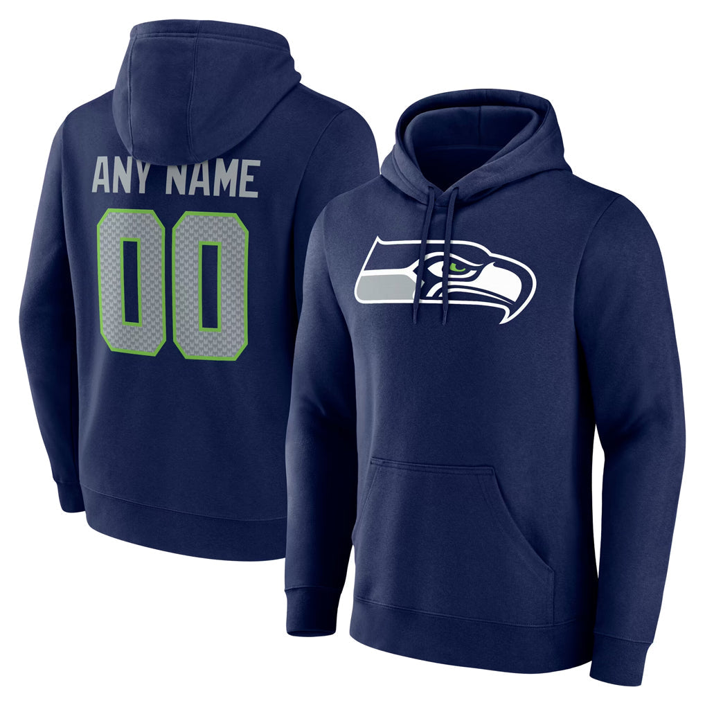 Cooneas Custom S.Seahawks Navy Pullover Hoodies Game Any Name & Numbers Stitched Jerseys