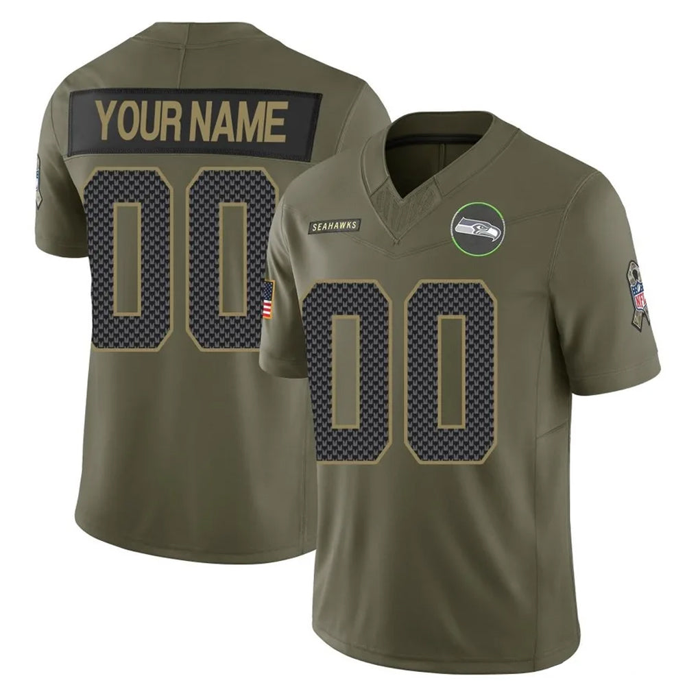 Cooneas Custom S.Seahawks Olive 2025 Salute To Service Limited Home Game Any Name & Numbers Stitched Jerseys