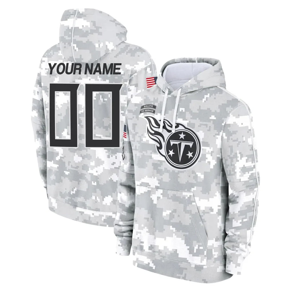 Cooneas Custom T.Titans Camo Arctic Salute to Service Pullover Hoodies Home Game Any Name & Numbers Stitched Jerseys