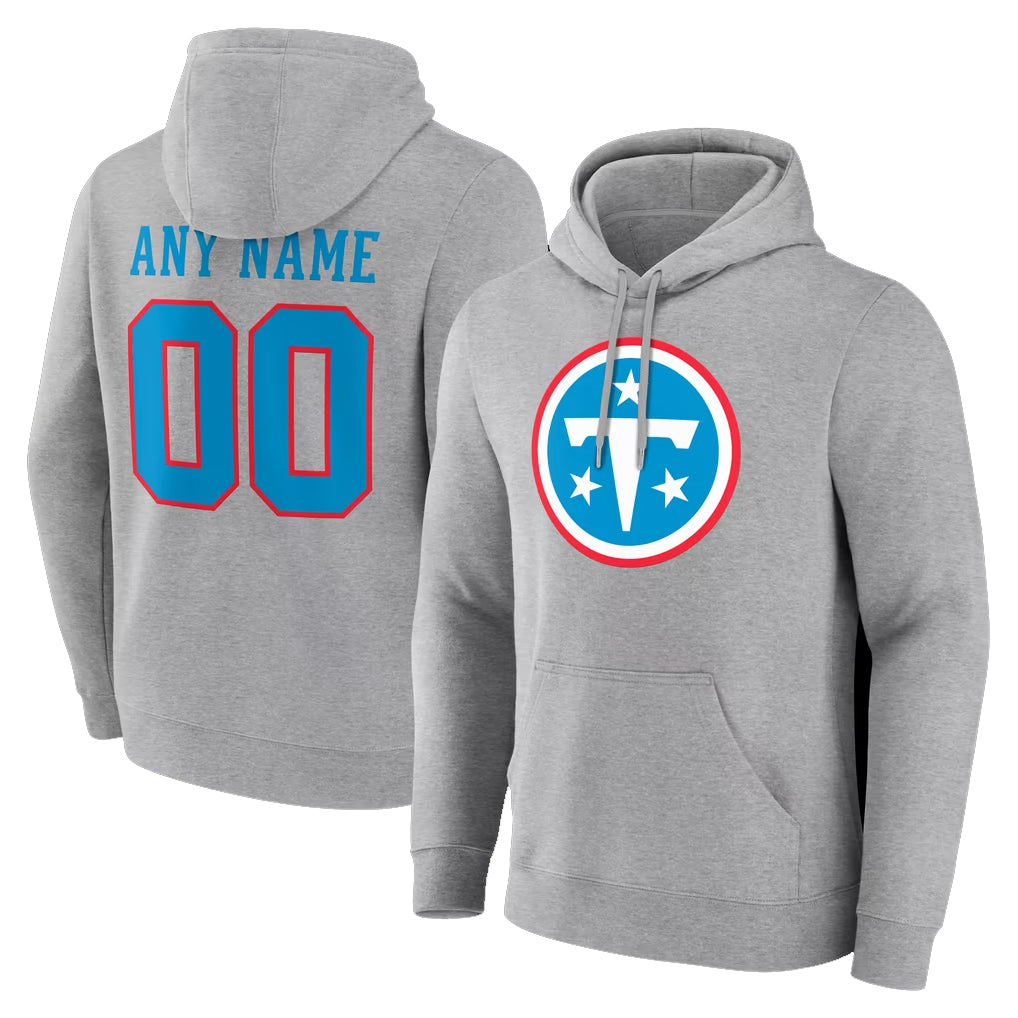 Cooneas Custom T.Titans Light Gray LOGO Pullover Hoodies Home Game Any Name & Numbers Stitched Jerseys