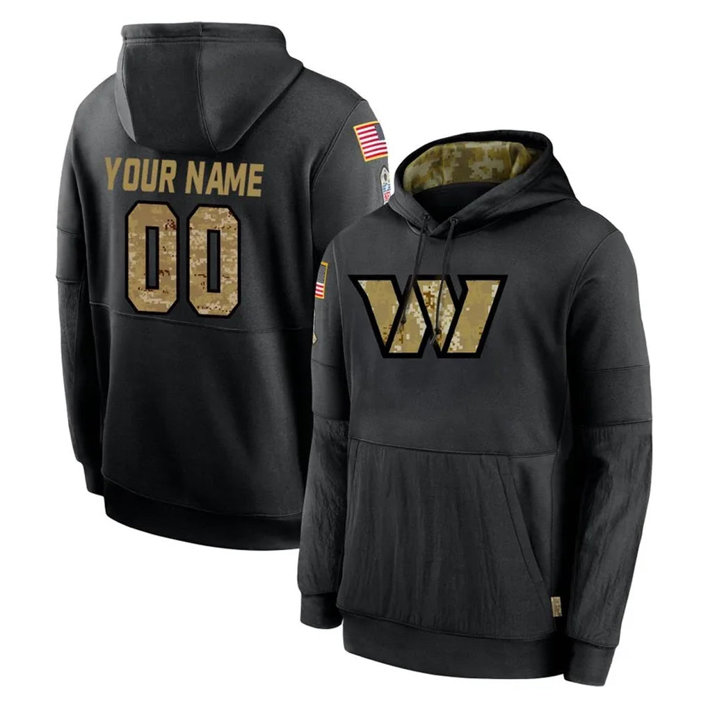 Cooneas Custom W.Commanders Black Salute to Service Performance Pullover Hoodies Home Game Any Name & Numbers Stitched Jerseys