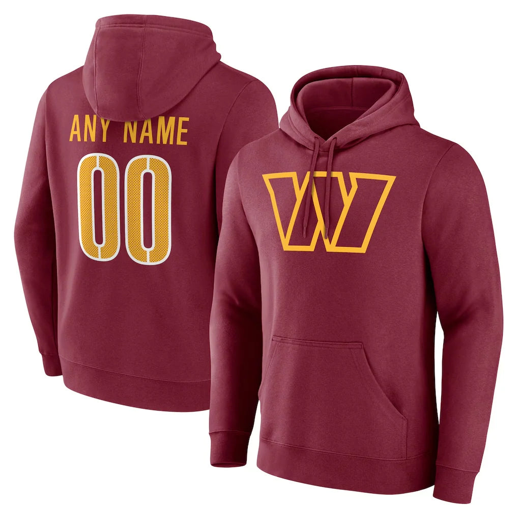 Cooneas Custom W.Commanders Burgundy LOGO Pullover Hoodies Game Any Name & Numbers Stitched Jerseys