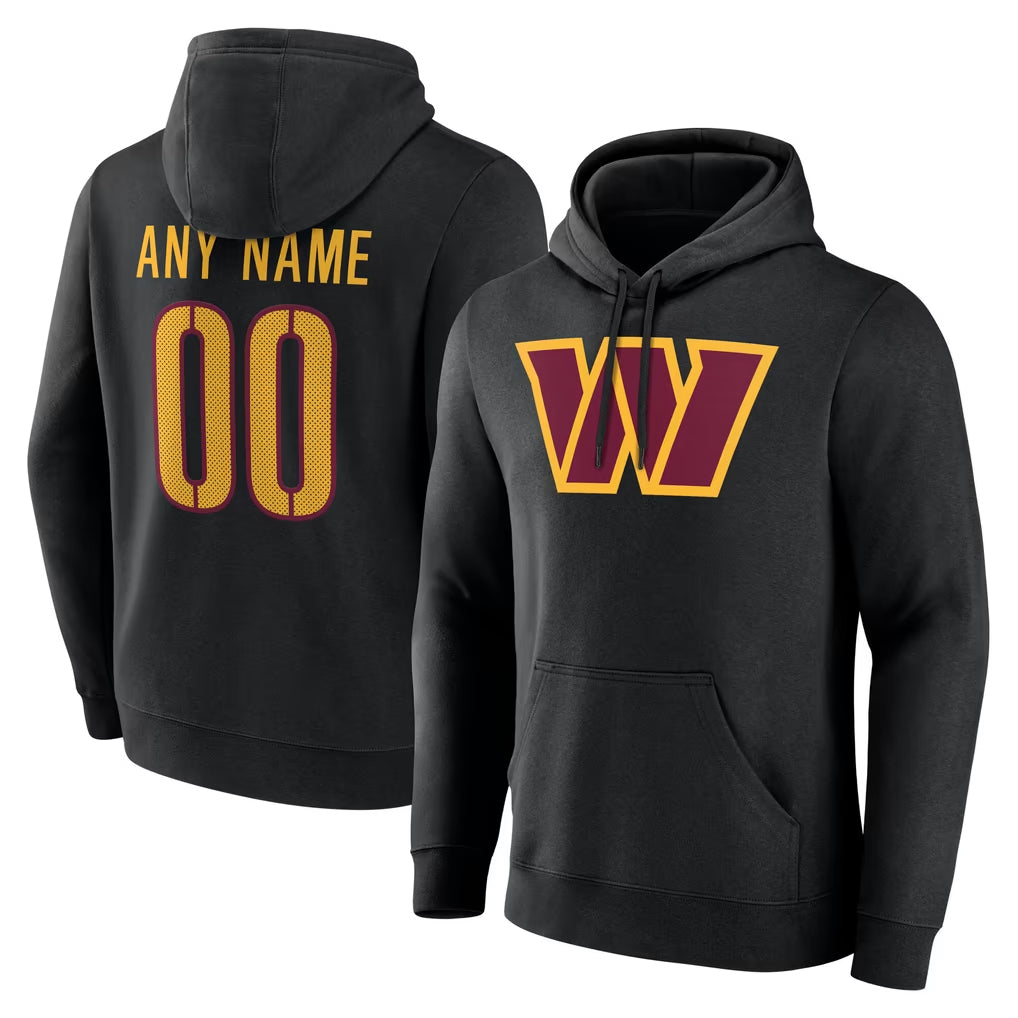 Cooneas Custom W.Commanders Gray LOGO Performance Pullover Hoodies Game Any Name & Numbers Stitched Jerseys
