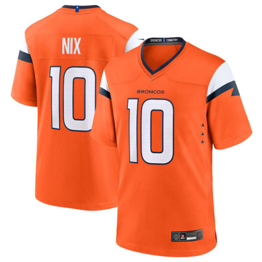 Cooneas D.Broncos #10 Bo Nix Orange 2024 Draft First Round Pick Player Game Jersey American Stitched Jerseys