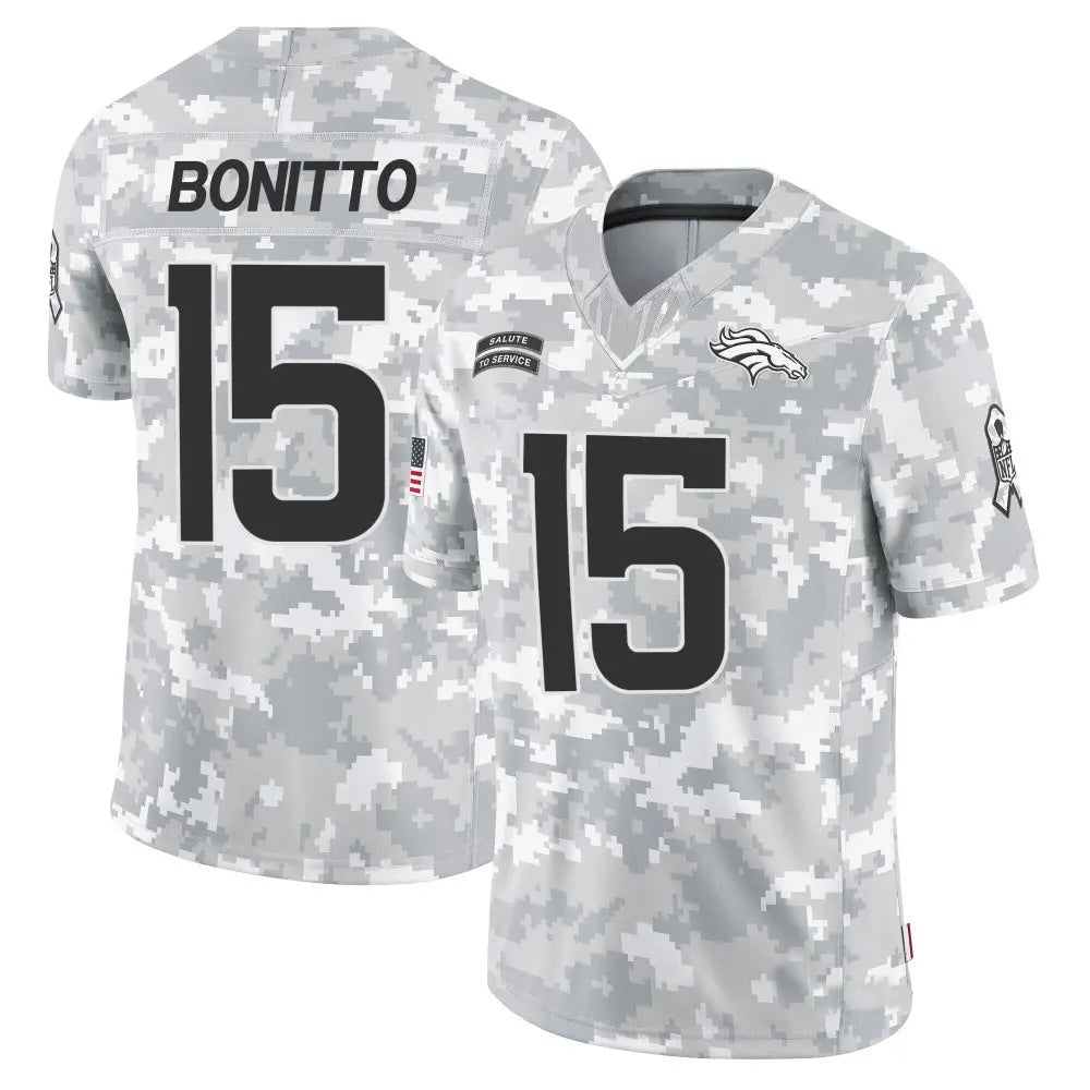 Cooneas D.Broncos #15 Nik Bonitto Player Arctic Camo Salute to Service Limited Stitched Jerseys
