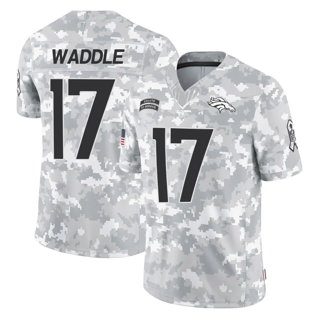Cooneas D.Broncos #17 Jaylen Waddle Player Arctic Camo Salute To Service Limited Stitched Jerseys