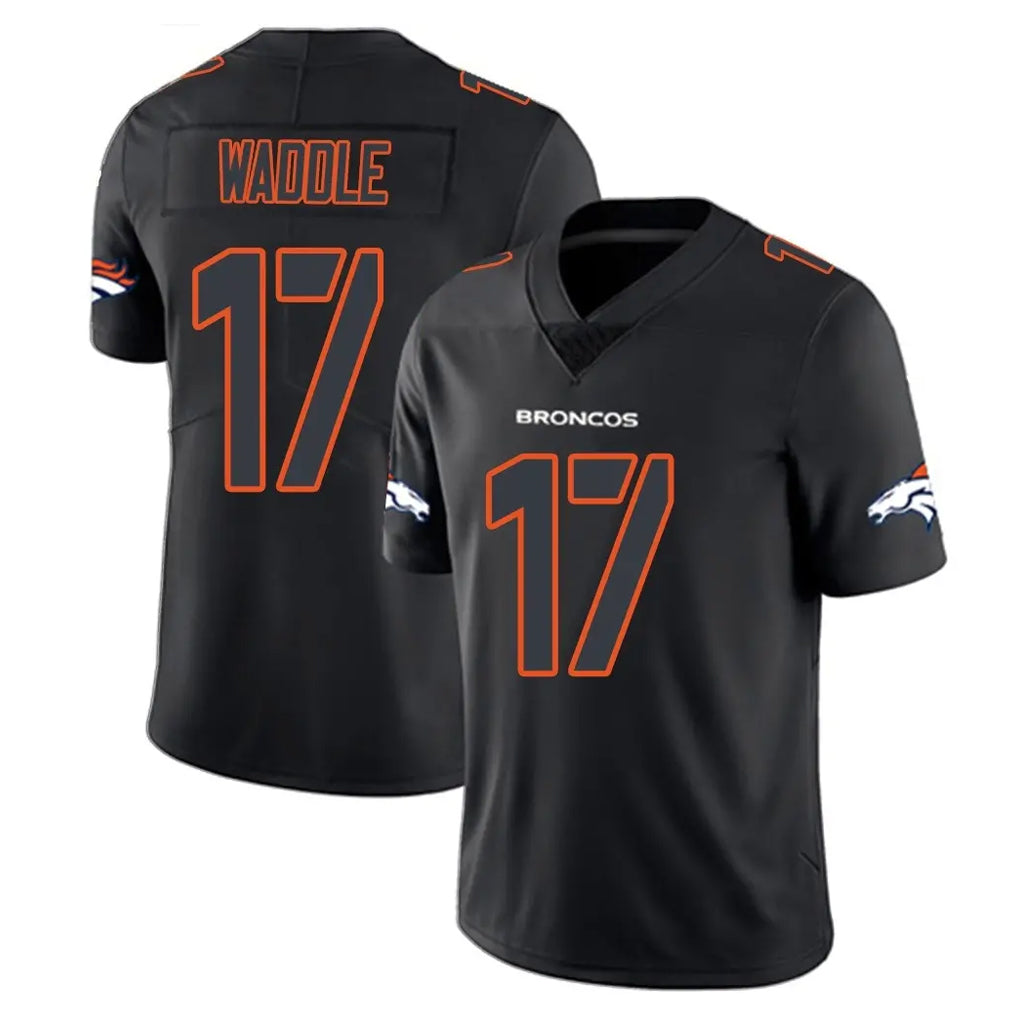 Cooneas D.Broncos #17 Jaylen Waddle Player Black Impact Limited Game Stitched Jerseys