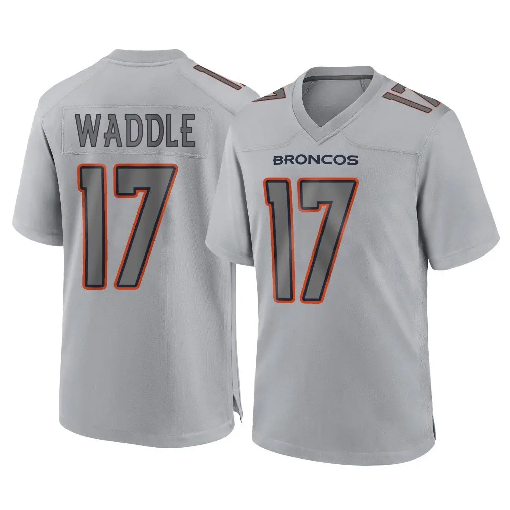 Cooneas D.Broncos #17 Jaylen Waddle Player Gray Atmosphere Fashion Limited Game Stitched Jerseys