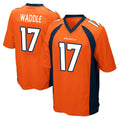 Cooneas D.Broncos #17 Jaylen Waddle Player Orange Color Home Game Stitched Jerseys
