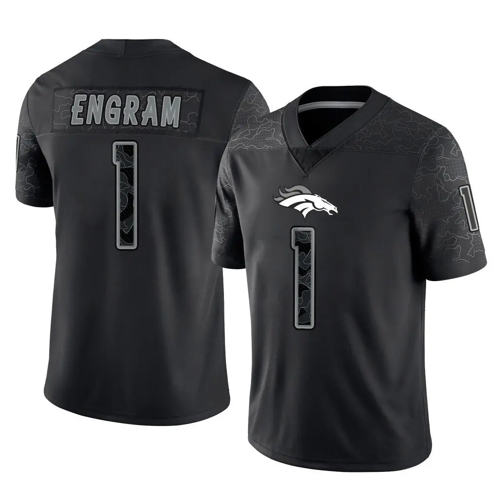 Cooneas D.Broncos #1 Evan Engram Player Black Reflective Limited Stitched Jerseys