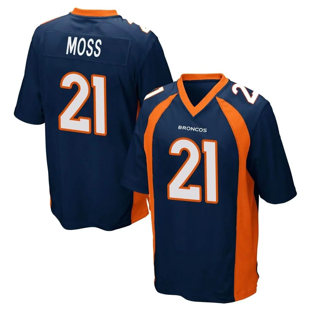 Cooneas D.Broncos #21 Riley Moss Player Navy Game Stitched Jerseys