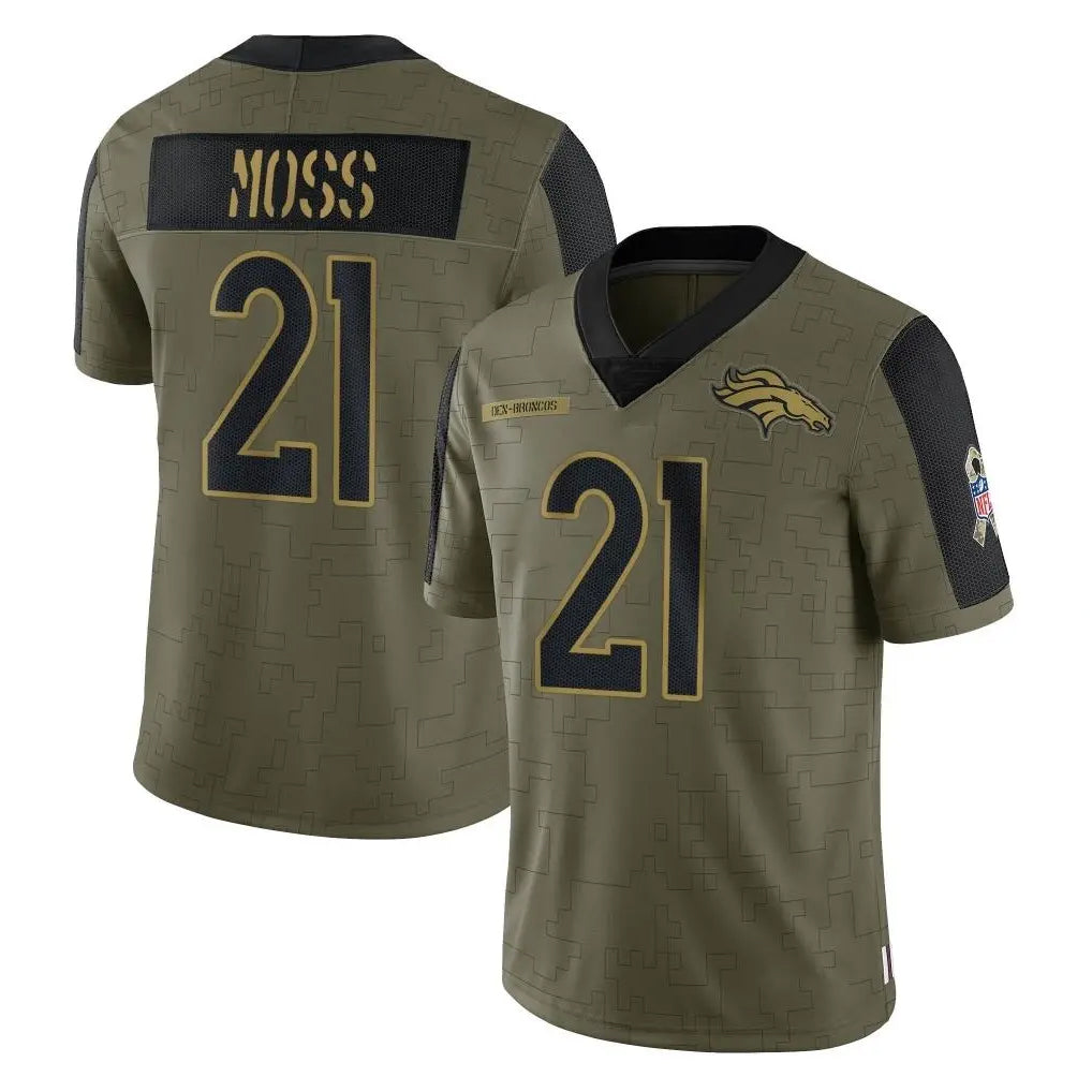 Cooneas D.Broncos #21 Riley Moss Player Olive Salute To Service Limited Game Stitched Jerseys