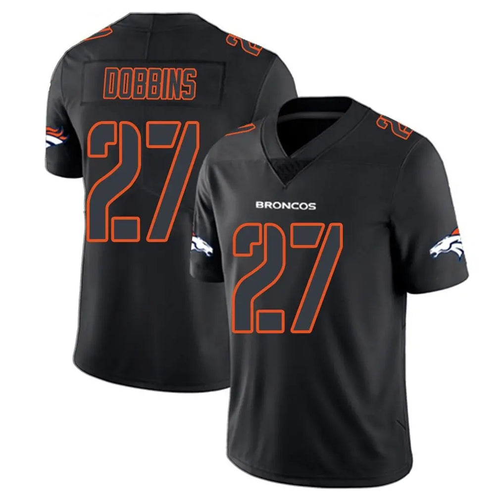 Cooneas D.Broncos #27 J.K. Dobbins Player Black Impact Limited Game Stitched Jerseys