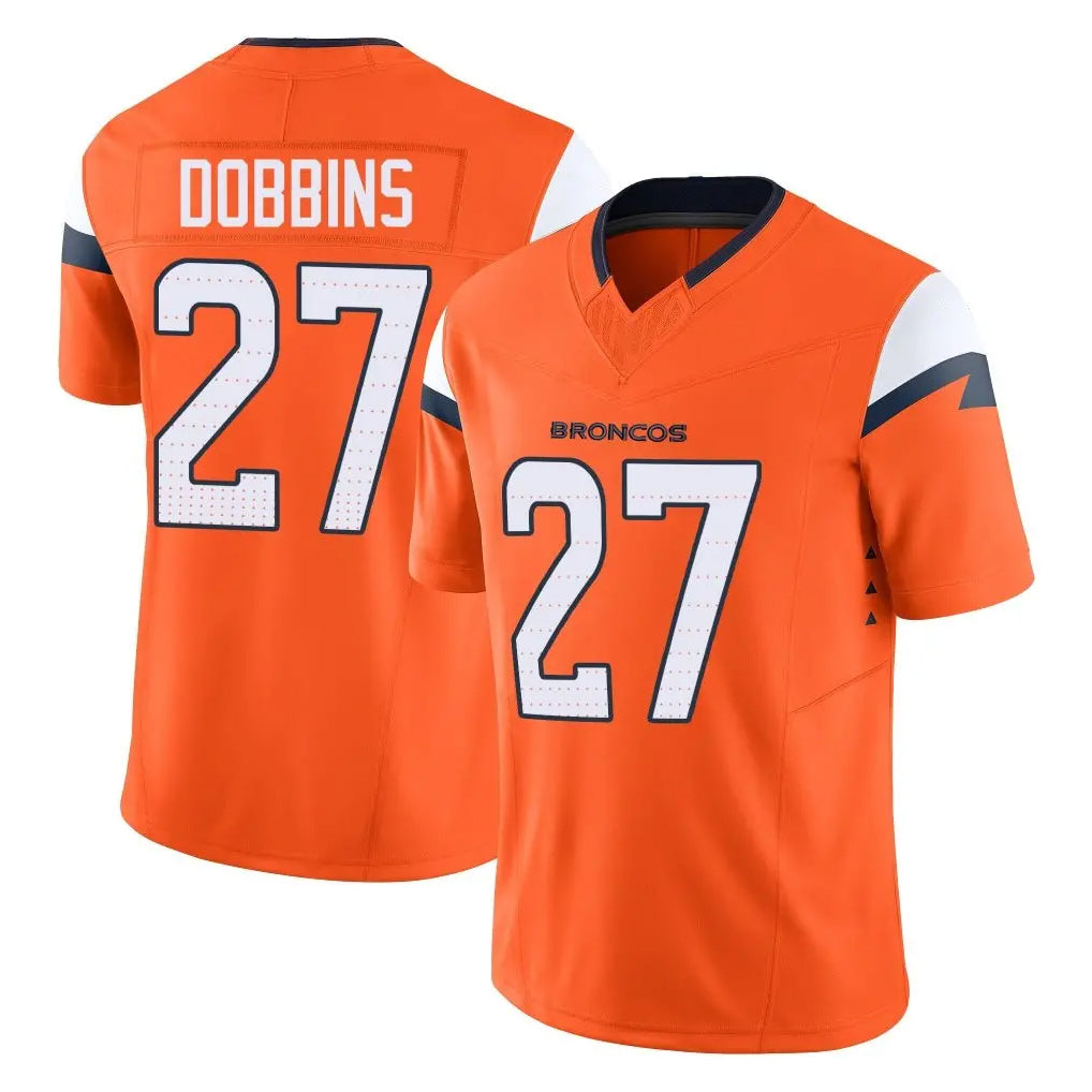 Cooneas D.Broncos #27 J.K. Dobbins Player Orange Vapor F.U.S.E. Limited Home Game Stitched Jerseys