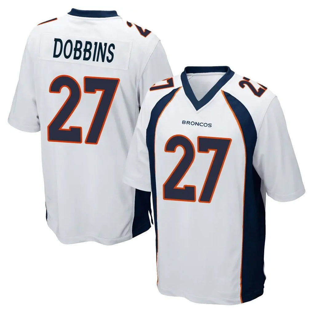 Cooneas D.Broncos #27 J.K. Dobbins Player White Game Stitched Jerseys