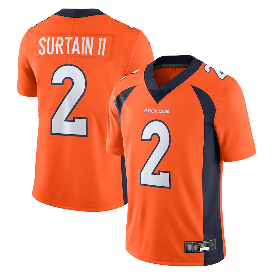 Cooneas D.Broncos #2 Patrick Surtain II Player Orange Vapor Untouchable Limited Stitched Jerseys