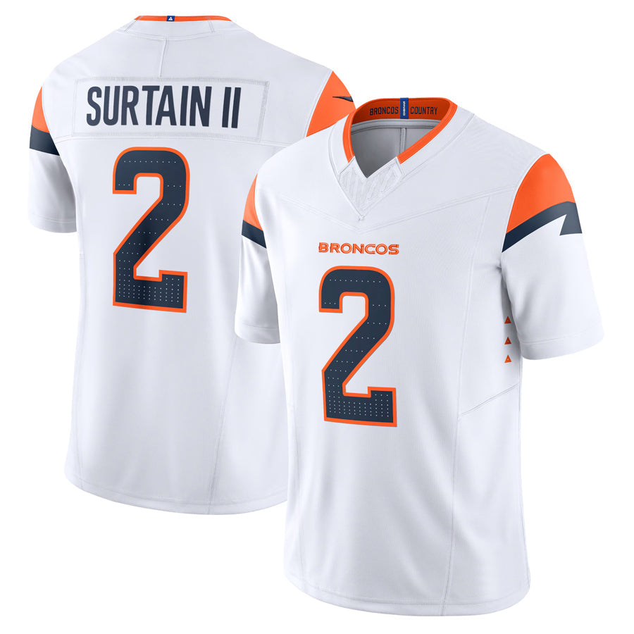 Cooneas D.Broncos #2 Patrick Surtain II Player White Vapor F.U.S.E. Limited Stitched Jerseys