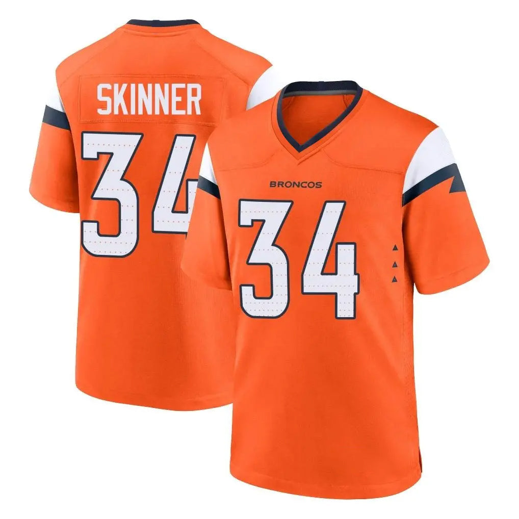 Cooneas D.Broncos #34 JL Skinner Player Orange Home Game Stitched Jerseys