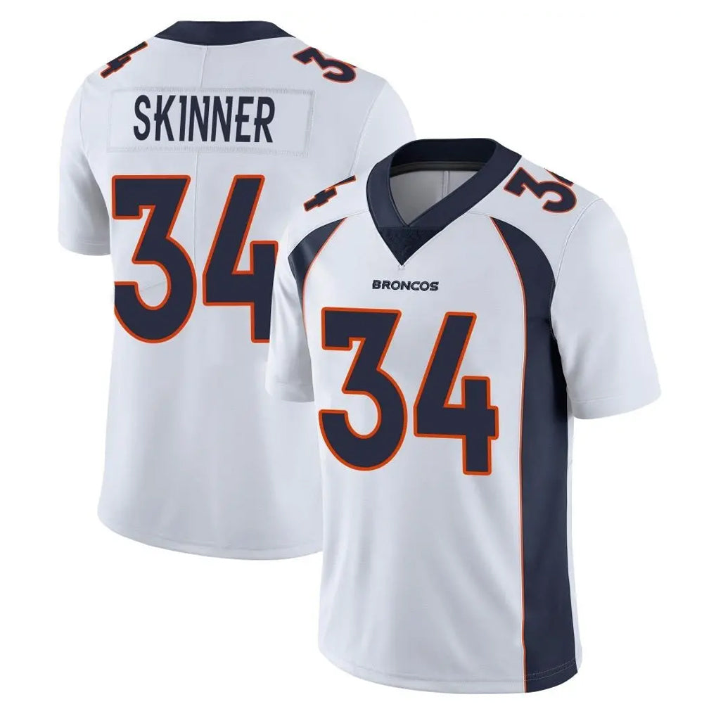 Cooneas D.Broncos #34 JL Skinner Player White Vapor Untouchable Limited Home Game Stitched Jerseys