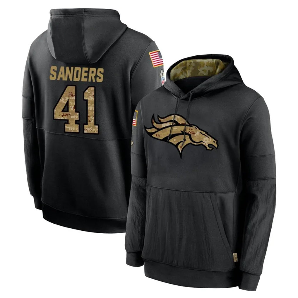 Cooneas D.Broncos #41 Drew Sanders Player Black Salute to Service Pullover Hoodies Limited Stitched Jerseys
