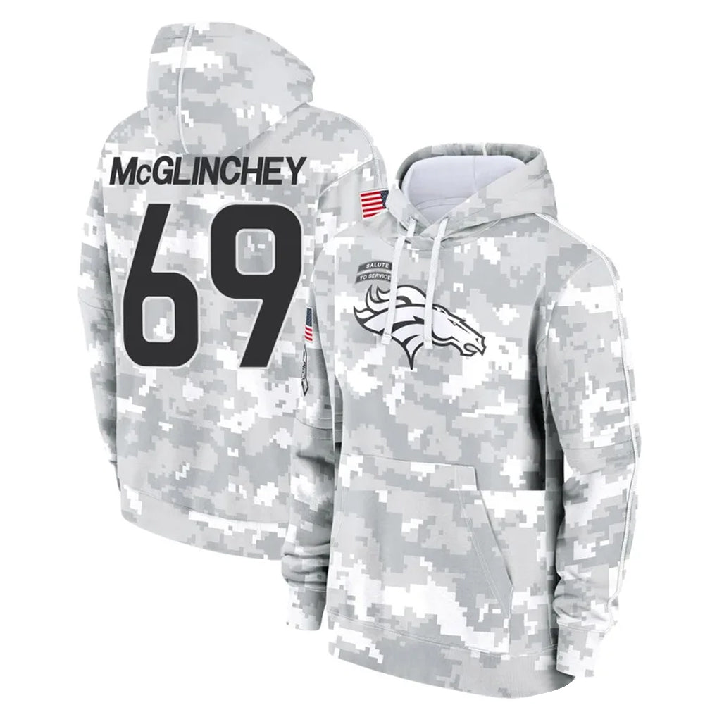 Cooneas D.Broncos #69 Mike McGlinchey Player Arctic Camo Salute to Service Hoodies Limited Game Stitched Jerseys