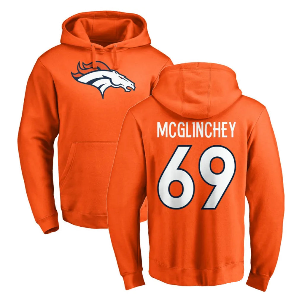Cooneas D.Broncos #69 Mike McGlinchey Player Orange Pullover Hoodie Limited Stitched Jerseys