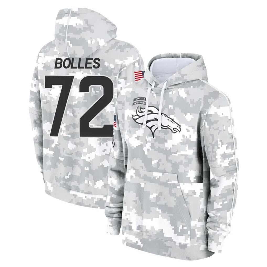 Cooneas D.Broncos #72 Garett Bolles Player Arctic Camo Salute to Service Hoodies Limited Game Stitched Jerseys