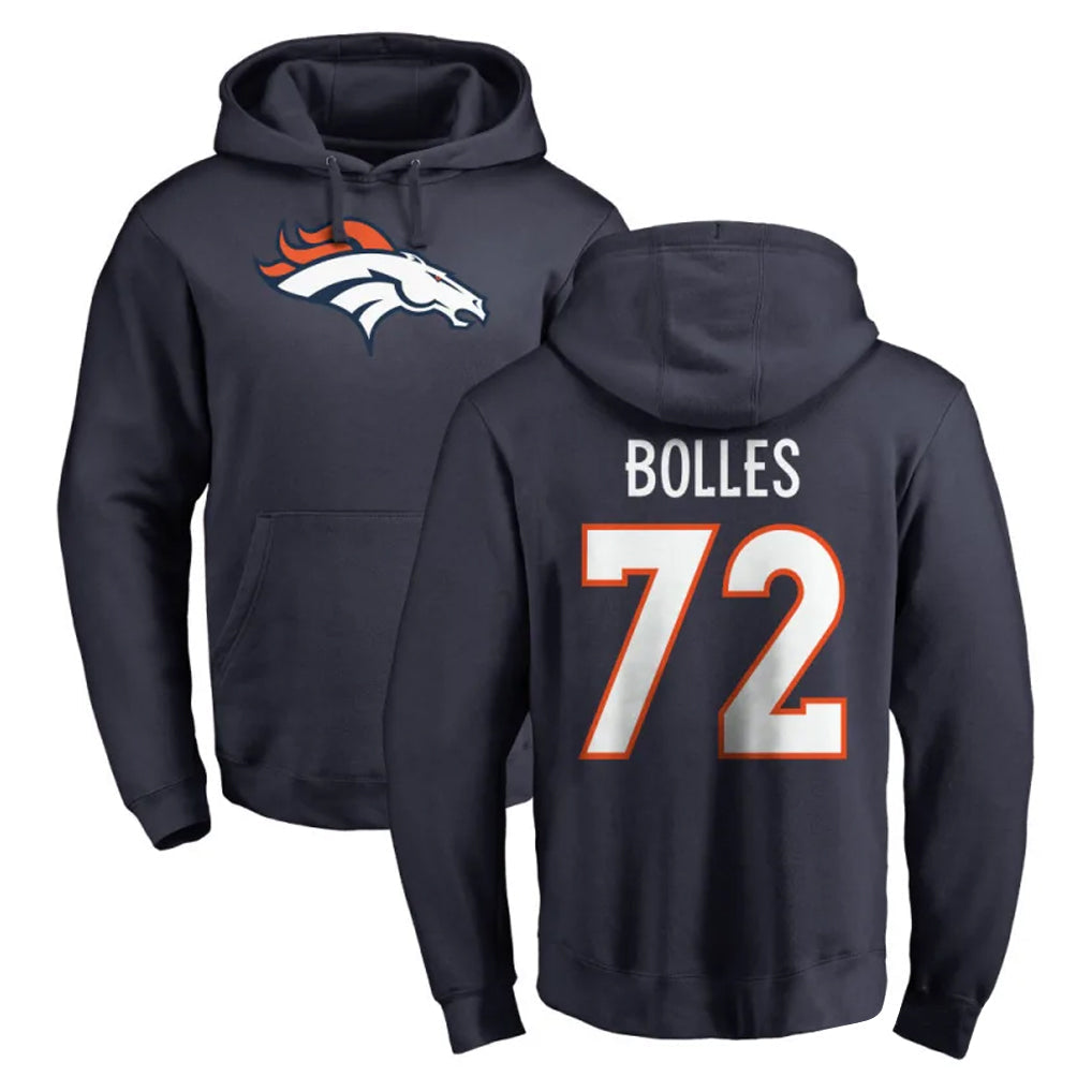 Cooneas D.Broncos #72 Garett Bolles Player Navy Pullover Hoodie Limited Stitched Jerseys