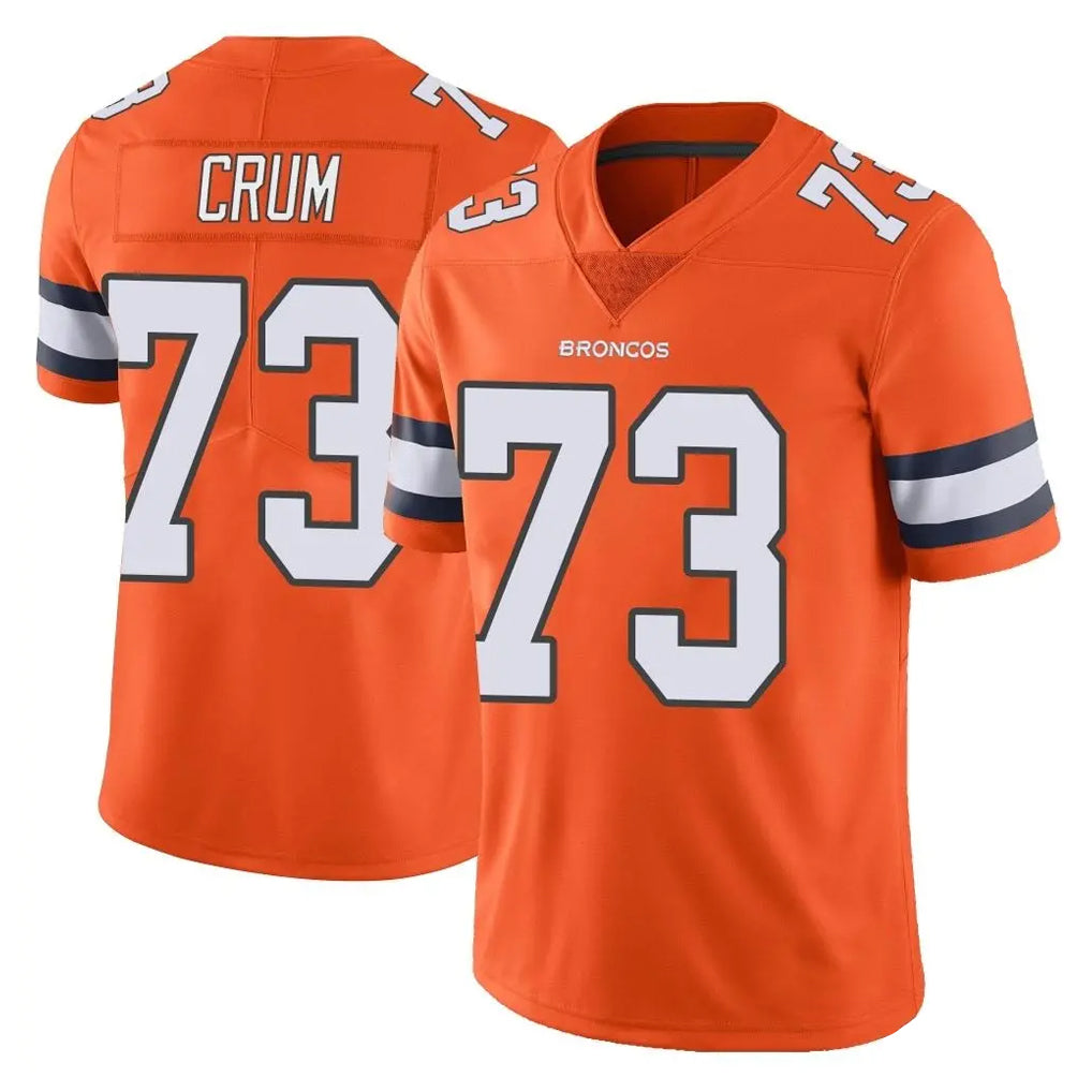 Cooneas D.Broncos #73 Frank Crum Player Orange Vapor Untouchable Limited Home Game Stitched Jerseys
