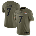 Cooneas D.Broncos #7 John Elway Player Limited Salute To Service Olive Stitched Jerseys