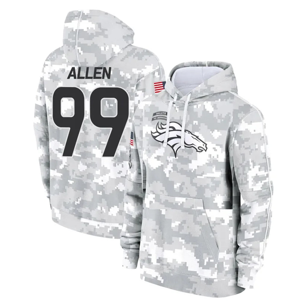 Cooneas D.Broncos #99 Zach Allen Player Arctic Camo Salute to Service Hoodies Limited Game Stitched Jerseys