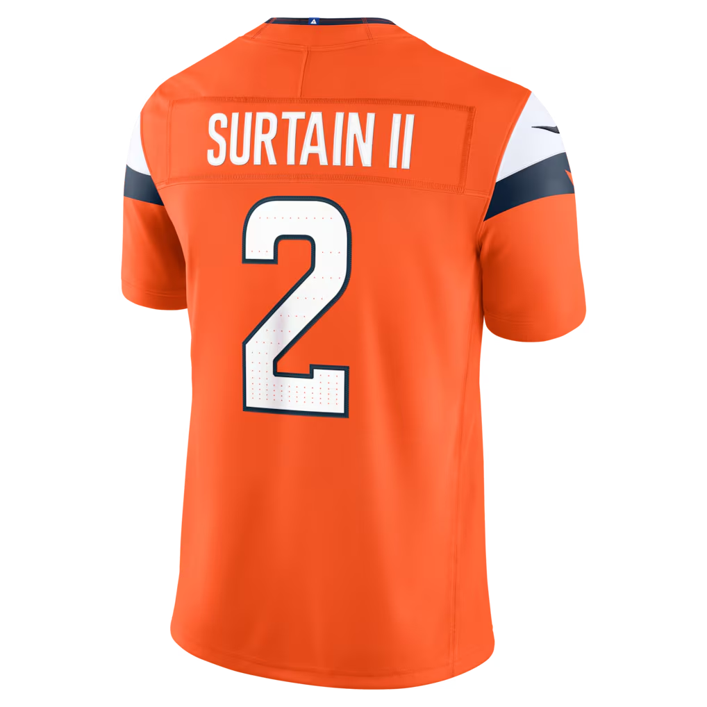 Cooneas D.Broncos #2 Patrick Surtain II Orange Team Vapor F.U.S.E. Stitched Limited Jerseys