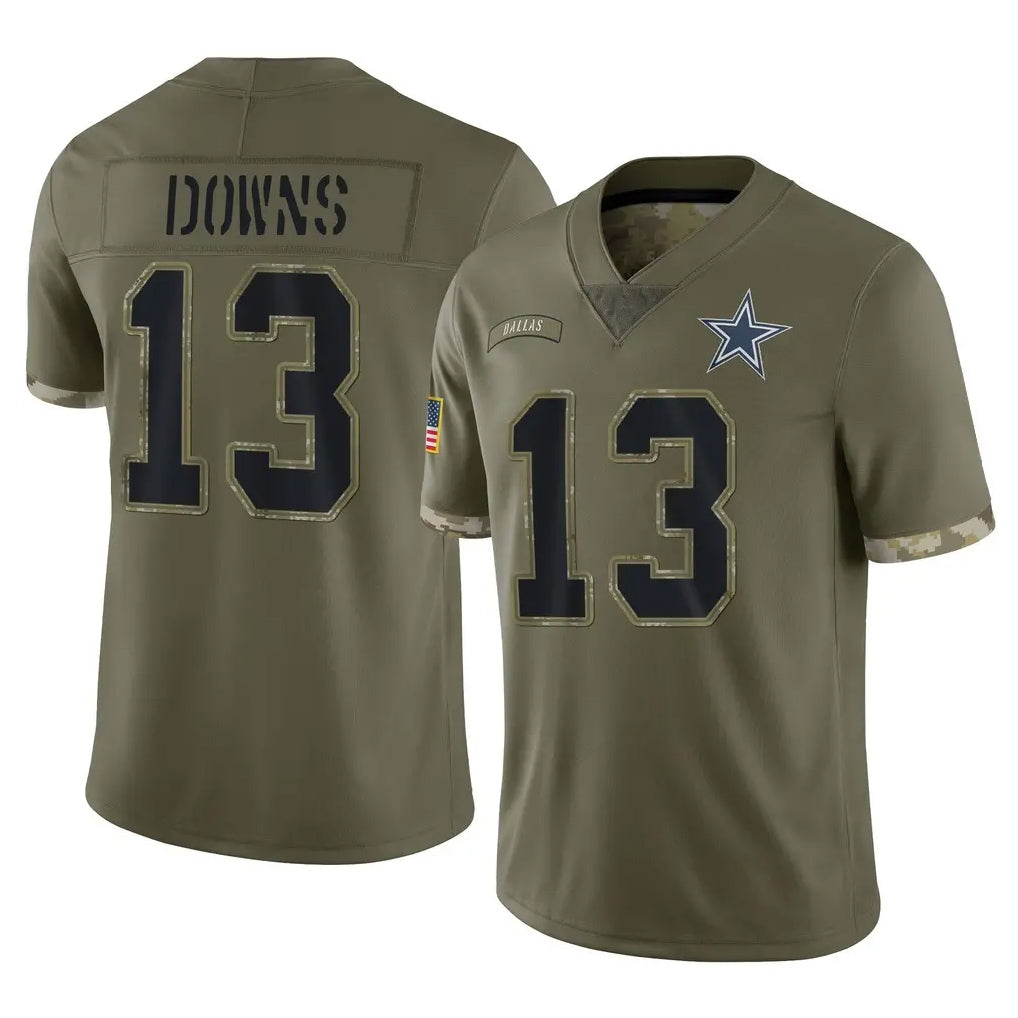 Cooneas D.Cowboys #13 Caleb Downs Player Olive Salute to Service Limited Game Stitched Jerseys