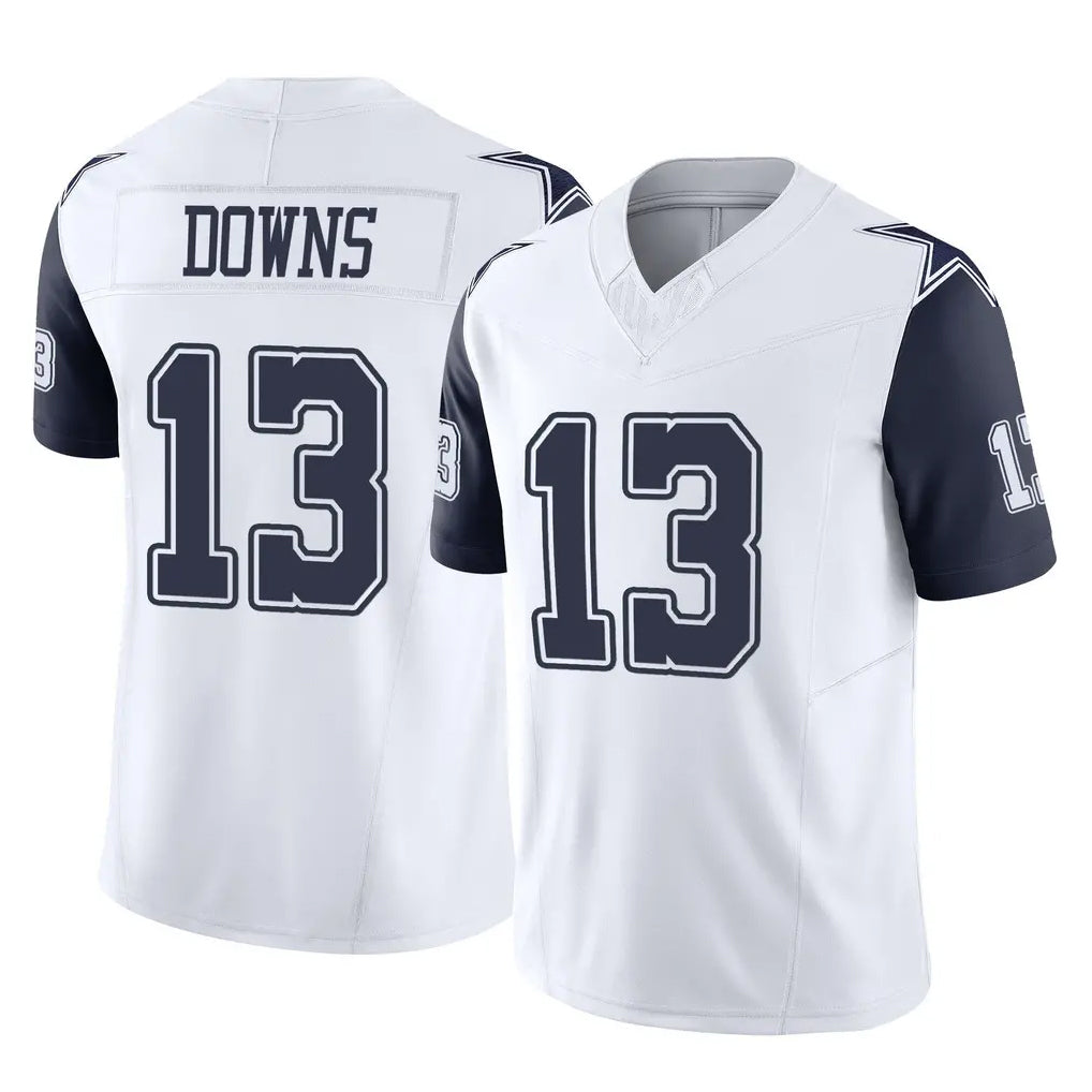 Cooneas D.Cowboys #13 Caleb Downs Player White-Navy Limited Vapor F.U.S.E. Home Game Stitched Jerseys