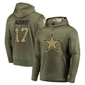 Cooneas D.Cowboys #17 Brandon Aubrey Player Olive Salute to Service Pullover Hoodies Home Game Stitched Jerseys