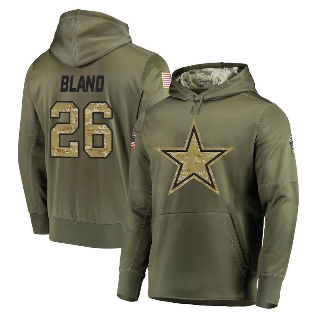 Cooneas D.Cowboys #26 DaRon Bland Player Olive Salute to Service Pullover Hoodies Home Game Stitched Jerseys