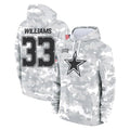 Cooneas D.Cowboys #33 Javonte Williams Player Arctic Camo Salute to Service Hoodies Limited Game Stitched Jerseys