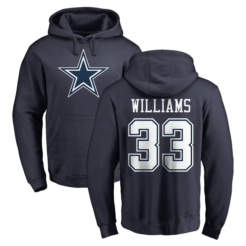 Cooneas D.Cowboys #33 Javonte Williams Player Navy Pullover Hoodies Limited Stitched Jerseys