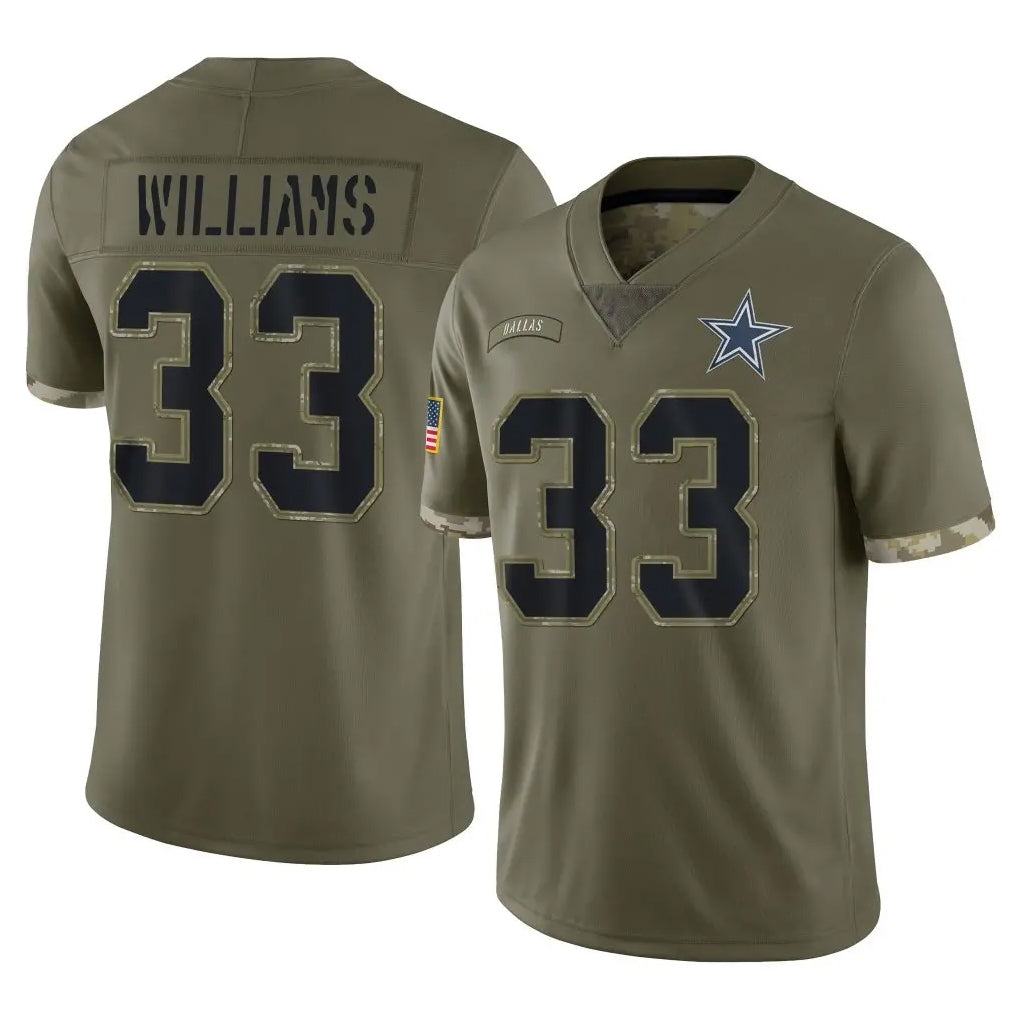 Cooneas D.Cowboys #33 Javonte Williams Player Olive Salute to Service Limited Game Stitched Jerseys