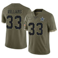 Cooneas D.Cowboys #33 Javonte Williams Player Olive Salute to Service Limited Game Stitched Jerseys