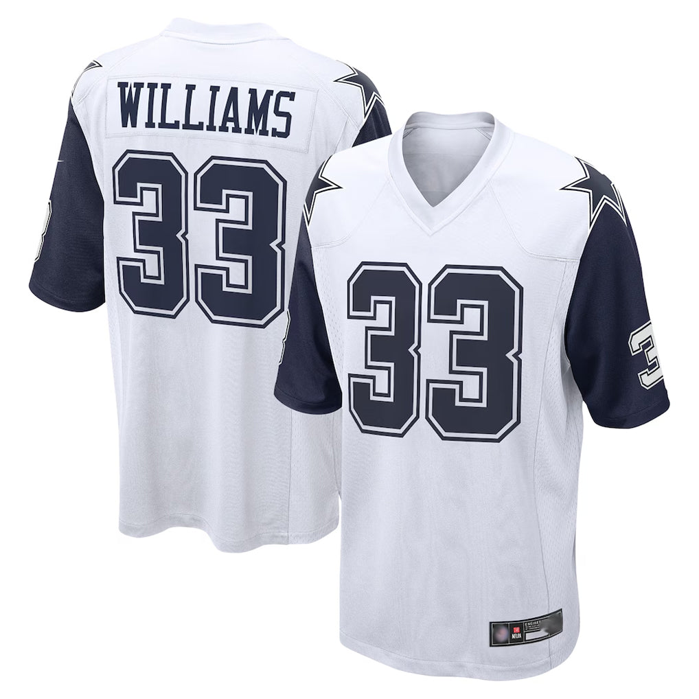 Cooneas D.Cowboys #33 Javonte Williams Player White-Navy Home Game Stitched Jerseys