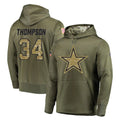 Cooneas D.Cowboys #34 Jalen Thompson Player Olive Salute to Service Pullover Hoodies Home Game Stitched Jerseys