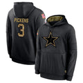 Cooneas D.Cowboys #3 George Pickens Player Black Salute to Service Pullover Hoodies Limited Stitched Jerseys
