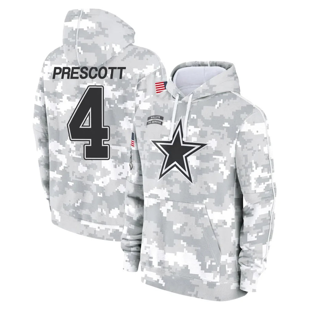Cooneas D.Cowboys #4 Dak Prescott Player Arctic Camo Salute to Service Hoodies Limited Game Stitched Jerseys