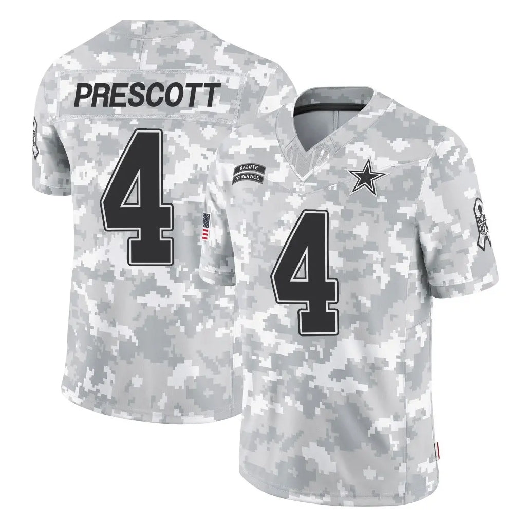 Cooneas D.Cowboys #4 Dak Prescott Player Arctic Camo Salute to Service Limited Home Game Stitched Jerseys