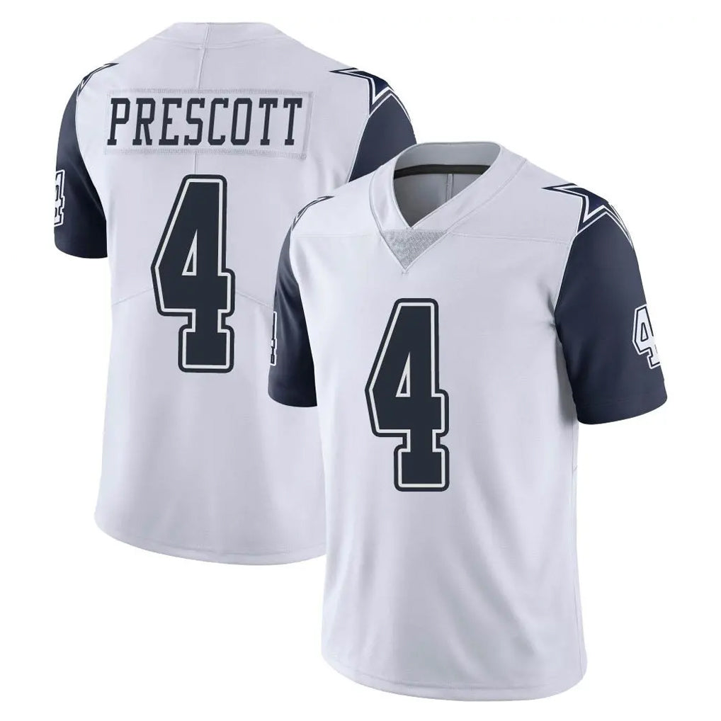Cooneas D.Cowboys #4 Dak Prescott Player White-Navy Limited Color Rush Vapor Untouchable Home Game Stitched Jerseys